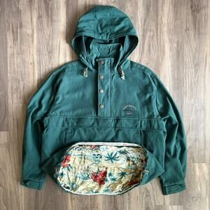 Vintage Tommy Bahama Jacket Men's Size L Half Zip Hooded Lined Soft Shell Anorak